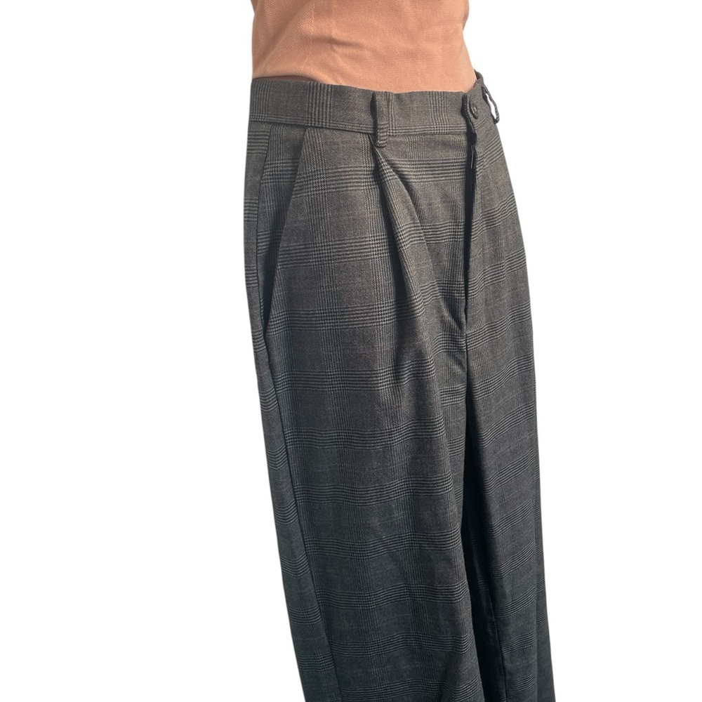 💙 Kendall & Kylie Gray/Blue Plaid Wide-Leg Trousers - Size Large - Picture 6 of 13